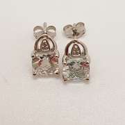 14kt Gold, White Sapphire, & Diamond Earrings