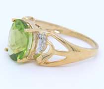 Handsome Peridot and Diamond Yellow Gold Ring