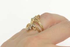 14K Yellow Gold 0.32 Ctw Diamond Retro Wedding Wrap Band Ring