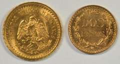 Gem BU 1945 Mexico 2 Pesos & 2.5 Pesos Gold Pieces