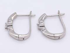 Dazzling White Gold 3 Stone oval Hoop Earrings