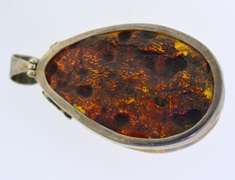 Sterling Silver Large Amber Color Pendant