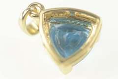 10K Yellow Gold Trillion Blue Topaz Classic Statement Pendant