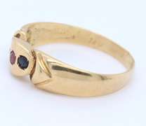 Handsome Yellow Gold Ruby, Emerald and Sapphire Cocktail Ring