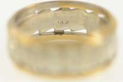 14K Yellow Gold Retro Two Tone Geometric Wedding Band Ring