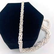 Statement Hand-Made Silver Byzantine Chain Necklace