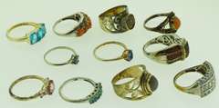 Sterling Silver Mixed Gemstone Ring Lot
