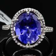 MAGNIFICENT ! 7.83 CARAT LAB TANZANITE & DIAMOND 10KT SOLID GOLD RING