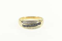 Sterling Silver Princess Syn. Sapphire CZ Men's Wedding Ring