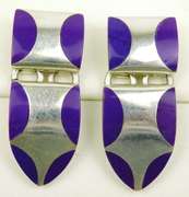 Vintage Mexican Sterling & Purple Jade Earrings
