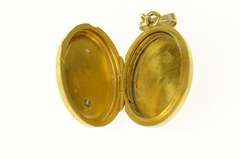 14K Yellow Gold Victorian Diamond Turquoise Ornate Locket Pendant