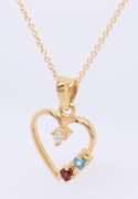 Favorite Yellow Gold Diamond and Tanzanite and Garnet Heart Pendant on Chain