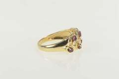 10K Yellow Gold Ruby Inset Leaf Vine Statement Band Ring