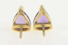 14K Yellow Gold Trillion Amethyst Solitaire Geometric Stud Earrings