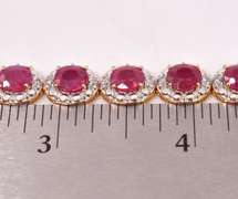 Radiant Approx. 8.55CTW Ruby & 1.21CTW Diamond Bracelet in Gold Plated Sterling Silver