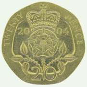 Lot of Five Elizabeth II DG REG FD 20 Pence UK Coin