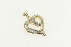10K Yellow Gold 0.70 Ctw Round & Baguette Diamond Heart Pendant
