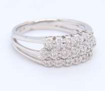 Sparkling White Gold Multi Row Diamond Band
