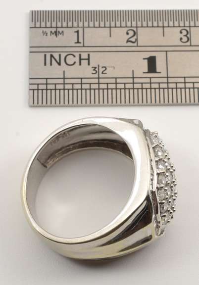 Impressive Man's White Gold Diamond Ring