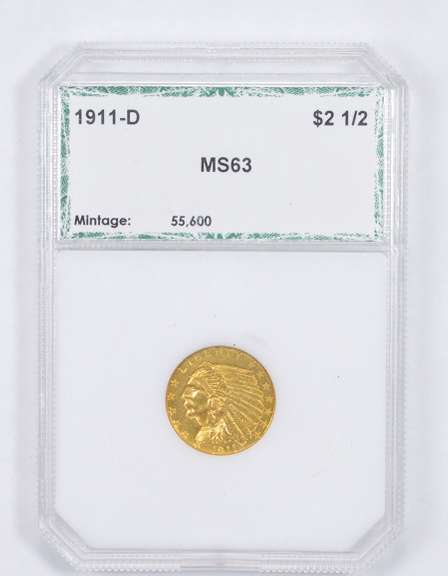 MS63 1911-D $2.50 Indian Head Gold Quarter Eagle - Graded PCI