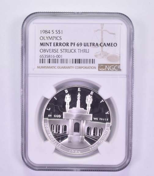 Error PF69 UCAM 1984-S Los Angeles Olympics - OBV Struck Thru - NGC