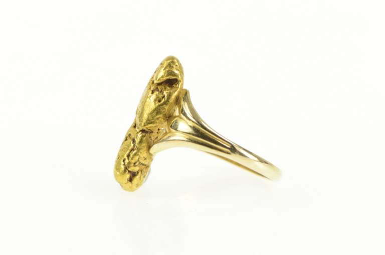 14K Yellow Gold Raw Textured Nugget Pebble 14k Cluster Ring