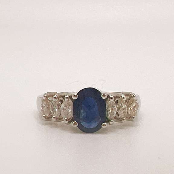 14kt Gold, Blue Sapphire, & Diamond Cocktail Ring