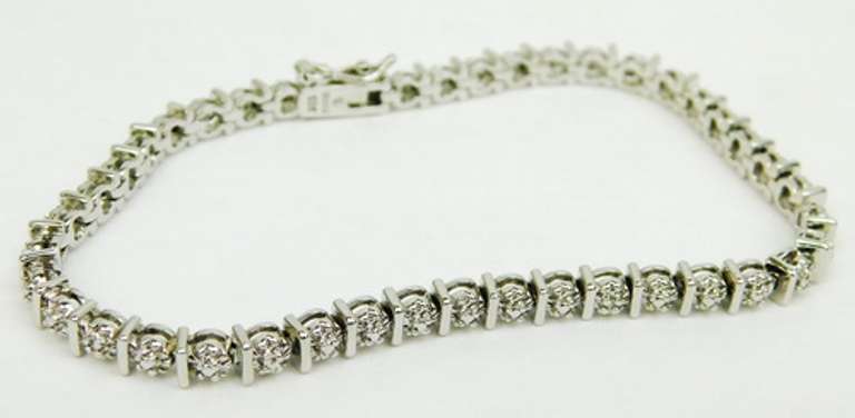 Pretty Sterling Silver Floral Tennis Bracelet