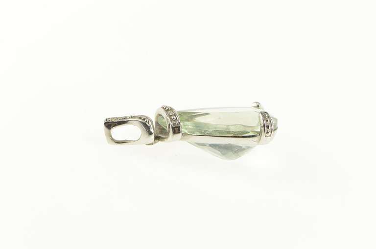 10K White Gold Pear Prasiolite Diamond Accent Statement Pendant