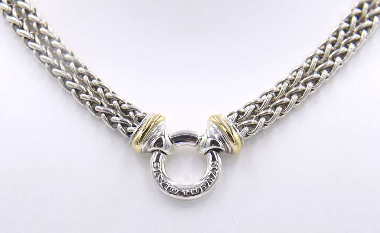 David Yurman 2 Tone Double Wheat Row Chain Necklace