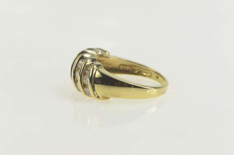 10K Yellow Gold 0.90 Ctw Fancy Diamond Striped Statement Band Ring