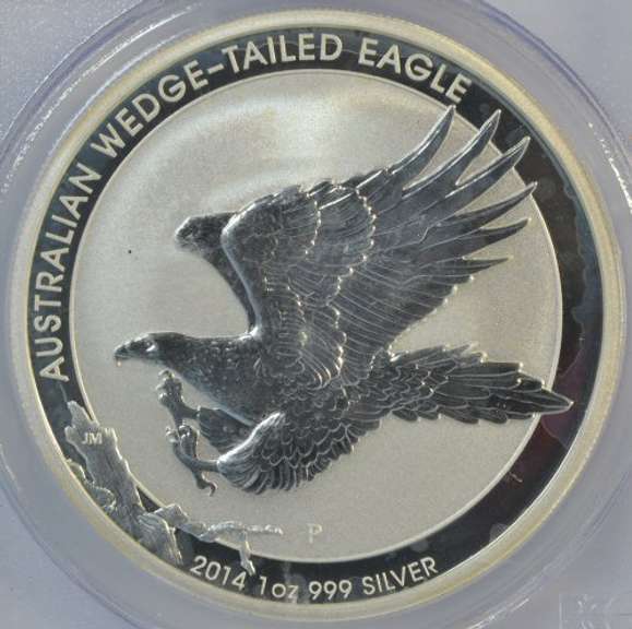 Flawless 2014-P Australia Silver $1. PCGS MS70 John Mercanti signed