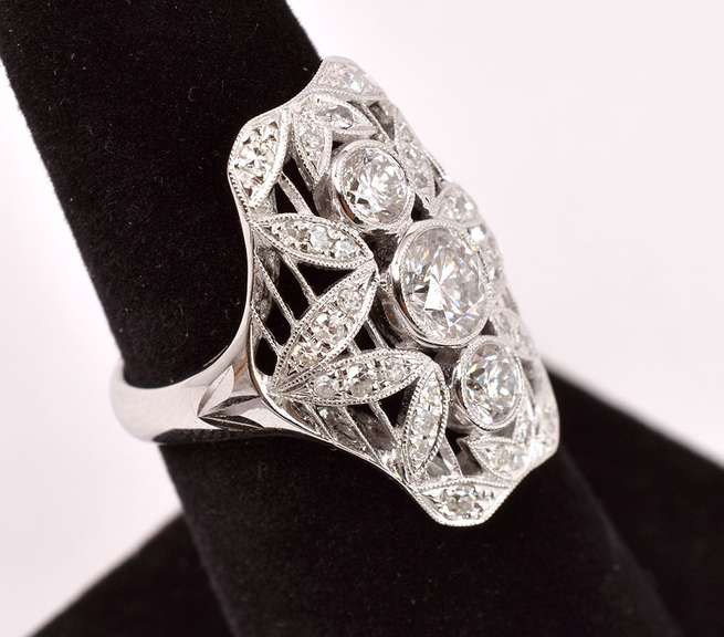 Magnificent Over 1CTW Diamond Ring in 18K White Gold
