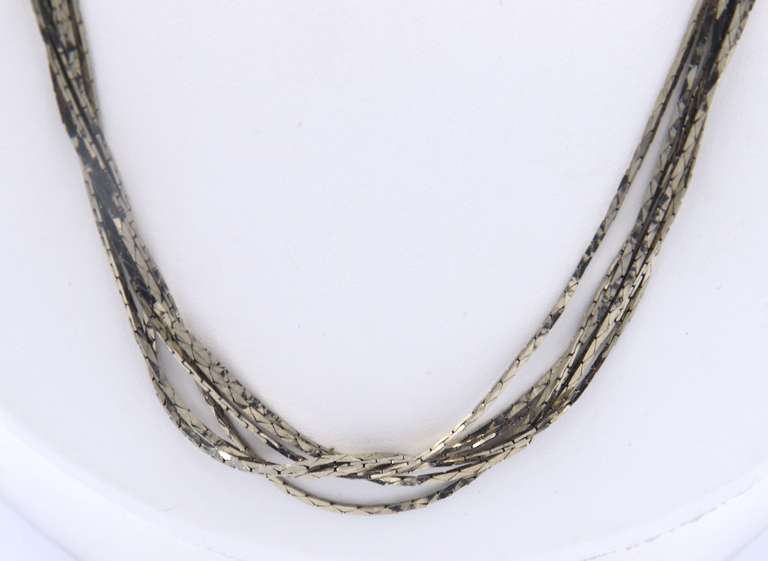 Vintage Sterling Silver Multi Strand Long Chain Necklace