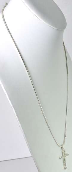 Sterling Silver CZ Cross Necklace