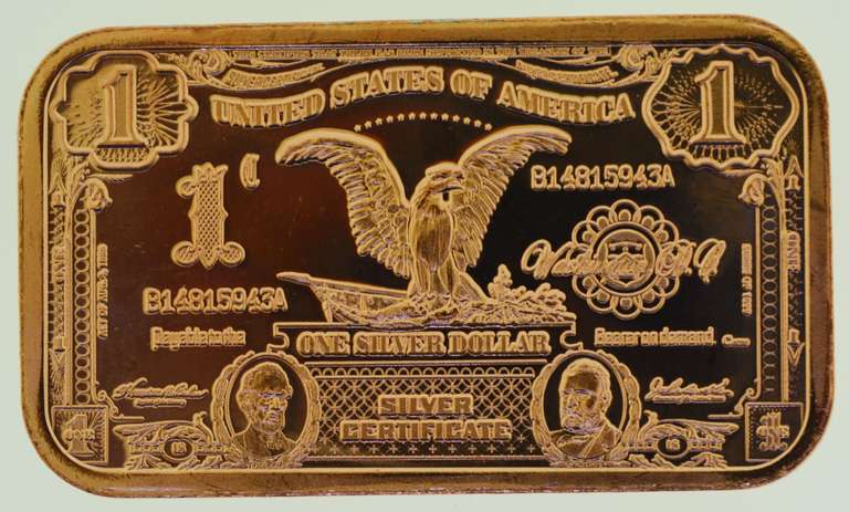 $1 Black Eagle Note of 1 oz .999 Copper Bars