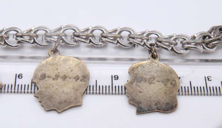 Vintage Sterling Silver Bracelet w 4 Charms
