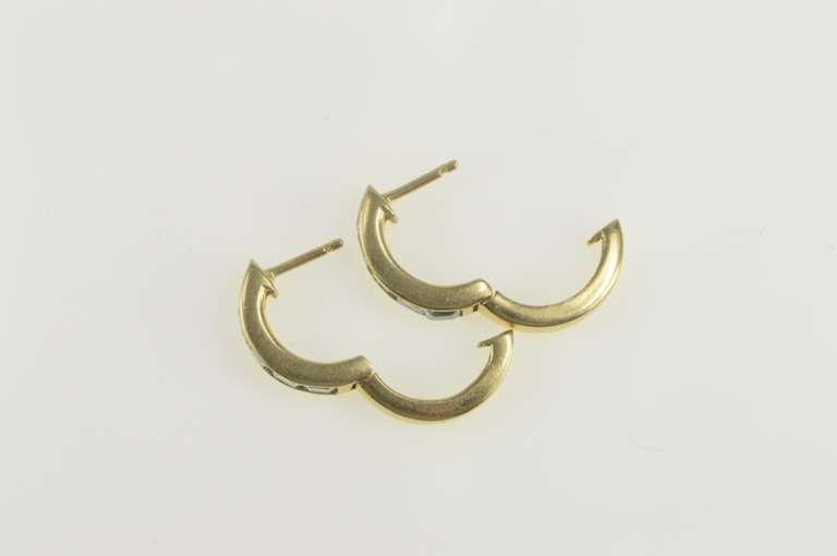 14K Yellow Gold Princess Blue Topaz Inset Statement Hoop Earrings