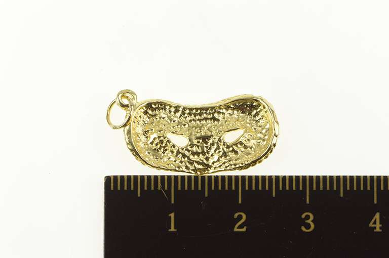 14K Yellow Gold 3D Masquerade Mask Secret Symbol Charm/Pendant