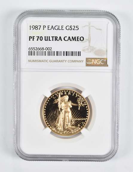 PF70 UCAM 1987-P $25 American Gold Eagle 1/2 Oz. .999 Fine Gold NGC