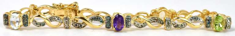 Vermeil Multi-Gemstone Bracelet With Silver Accents