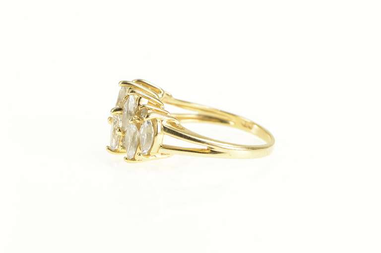 14K Yellow Gold Marquise & Round Cubic Zirconia Band Ring