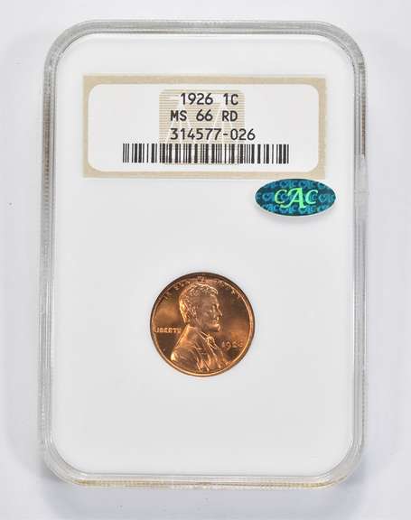 MS66 RD 1926 Lincoln Wheat Cent - CAC - Graded NGC