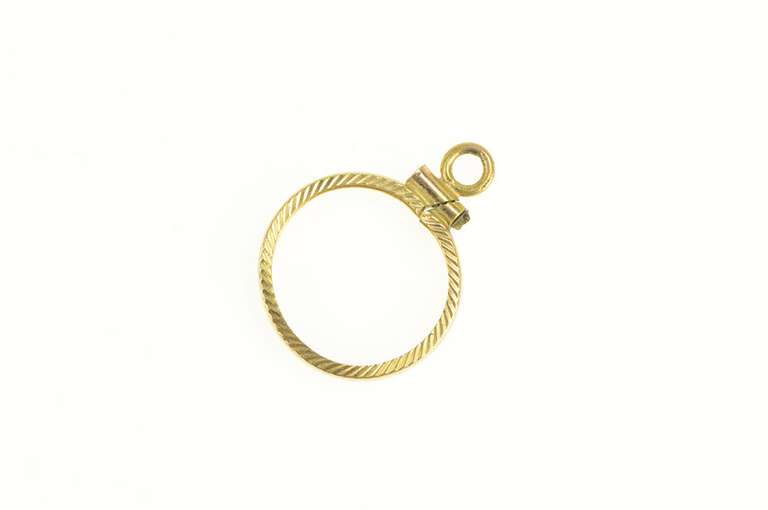 14K Yellow Gold 13.5mm Grooved 1/20 oz. Gold Panda Coin Charm/Pendant