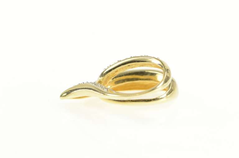 14K Yellow Gold Diamond Curved Heart Loop Slide Love Symbol Pendant