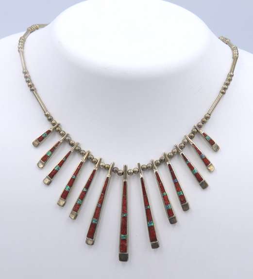 Vintage Sterling Silver American Indian Necklace