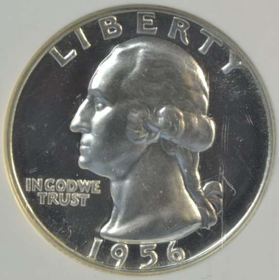 Superb near perfect 1956 Proof Washington Quarter. NGC PF68