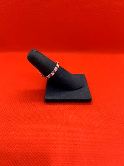 BEAUTIFUL 14K ROSE GOLD RING WITH DIAMONDS AND RUBIES