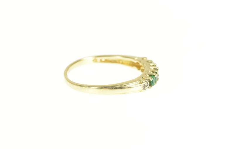 10K Yellow Gold Emerald Diamond Accent Wedding Band Ring