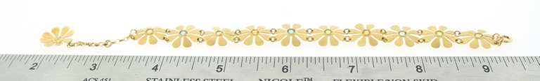 Vintage Multi-Gemstone Flower Bracelet in 18KT Yellow Gold